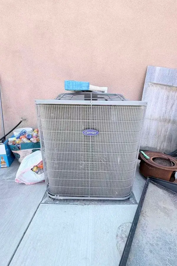 Outdoor central air conditioning condenser, shared by customer Calvin S.